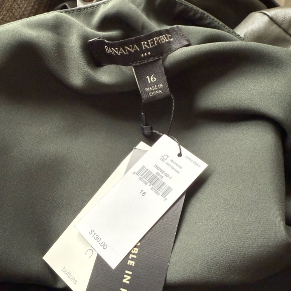 Banana Republic Vegan Leather Dark Green Wrap Dress NEW Women’s 16 - Picture 3 of 11